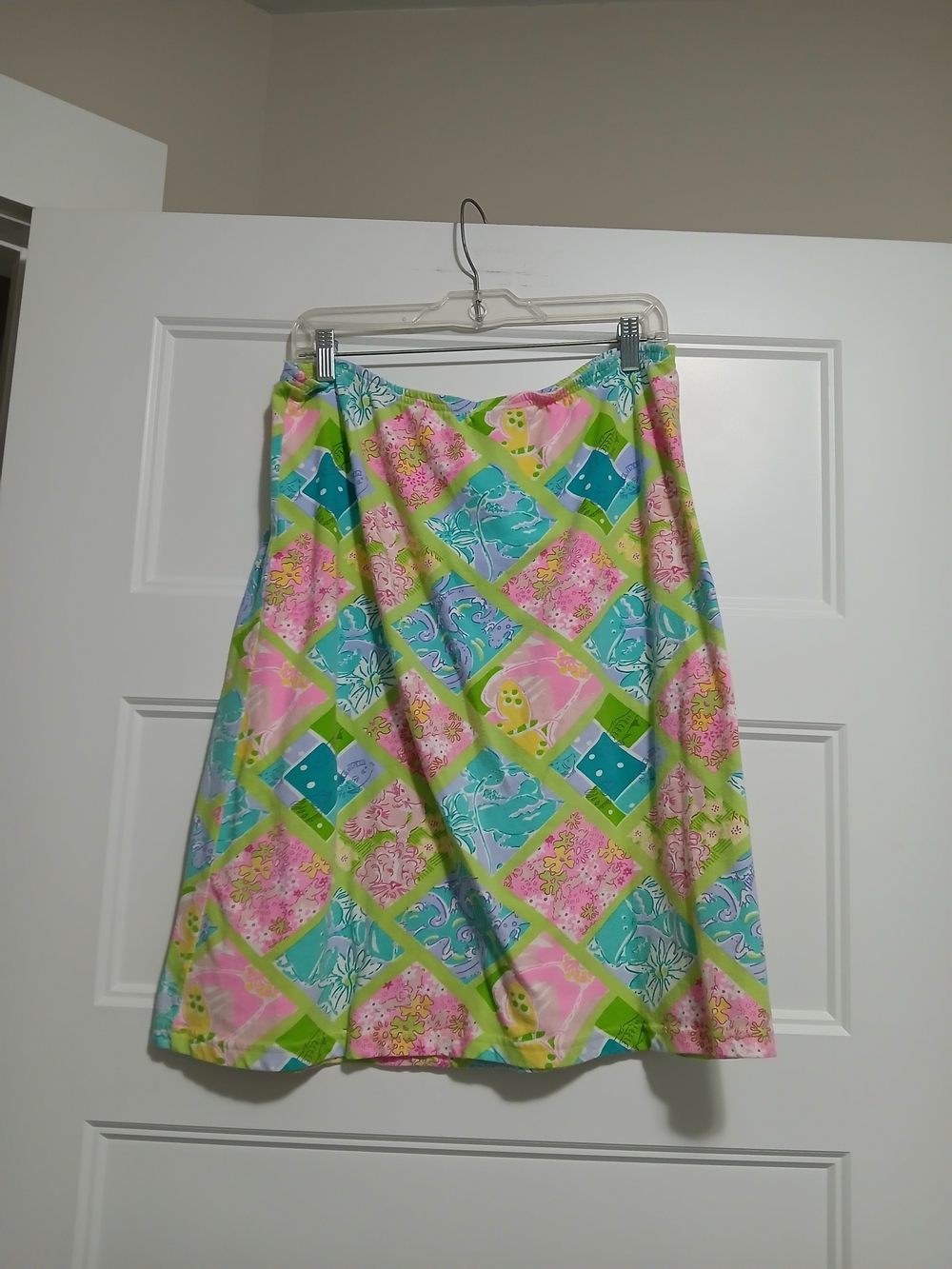 Lilly Pulitzer Pink, Aqua, Lime & Yellow Floral Patchwork Skirt